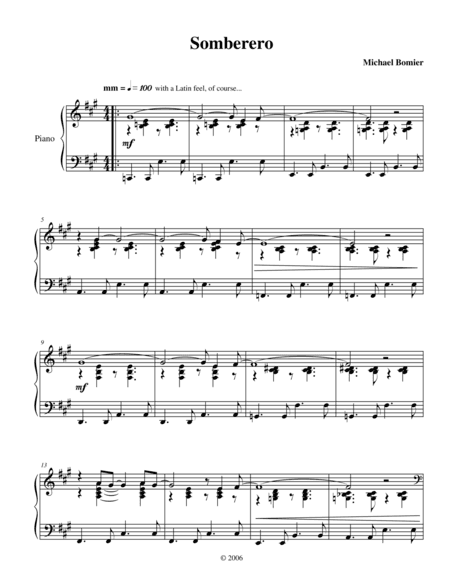 Somberero, a Latin jazz piano solo from Modern Solos