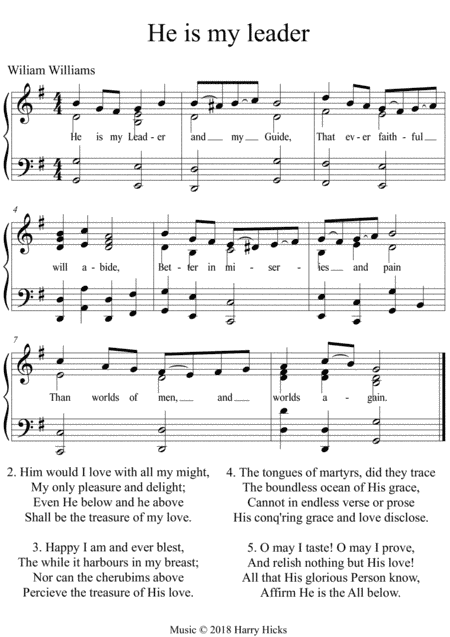 He is my leader. A new tune for William Williams' wonderful hymn.