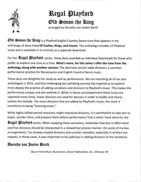 Regal Playford: Old Simon the King (arr. Dorothy van Joolen Barth)