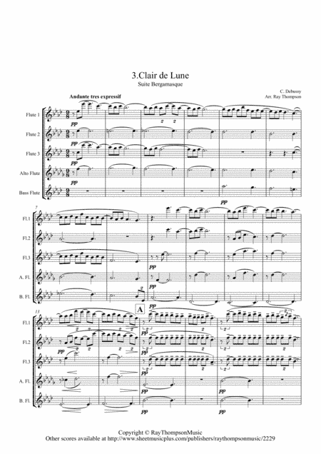 Debussy: Suite Bergamasque Mvt.3 Clair de Lune - flute quintet (arr. Ray Thompson)