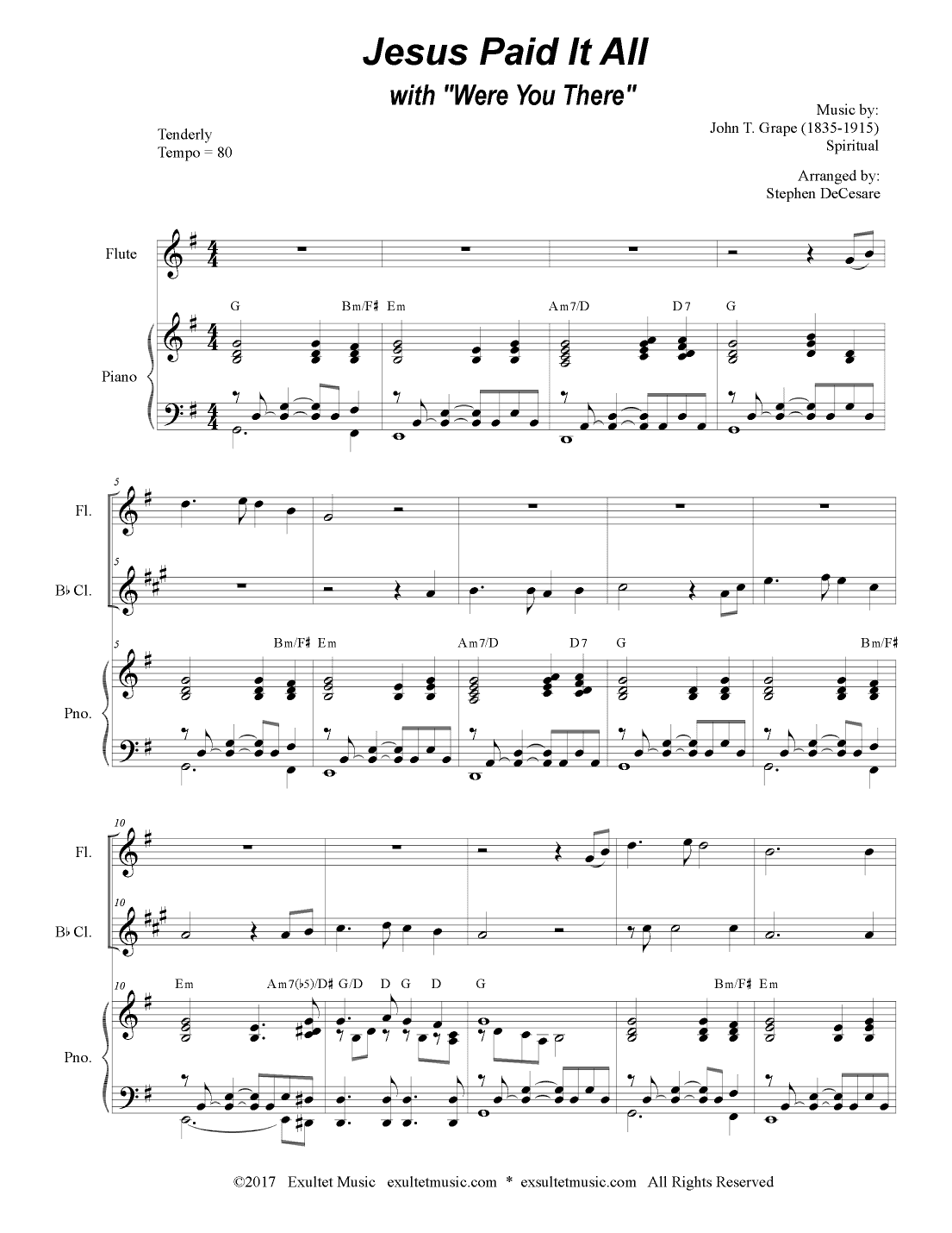 Jesus Paid It All (with "Were You There") (Duet for Flute & Bb-Clarinet) (arr. Stephen DeCesare)