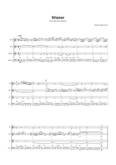 Largo from Winter by Vivaldi for Woodwind Quartet with Chords (arr. Langanho)