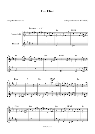 Fur Elise - Trumpet & Horn (arr. Musical Coda)