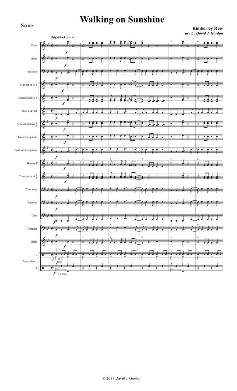Walking On Sunshine (arr. David J. Gordon)