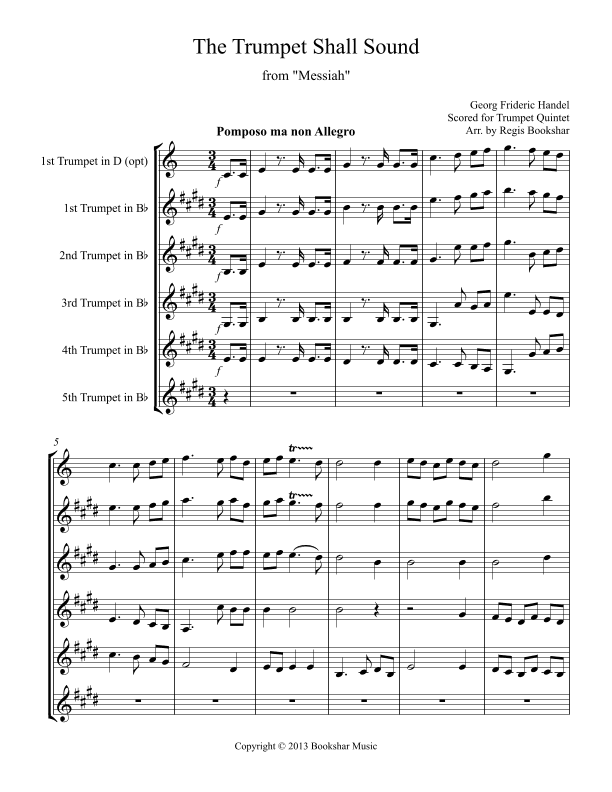 Trumpet Shall Sound, The (from "Messiah") (Trumpet Quintet) (arr. Regis Bookshar)