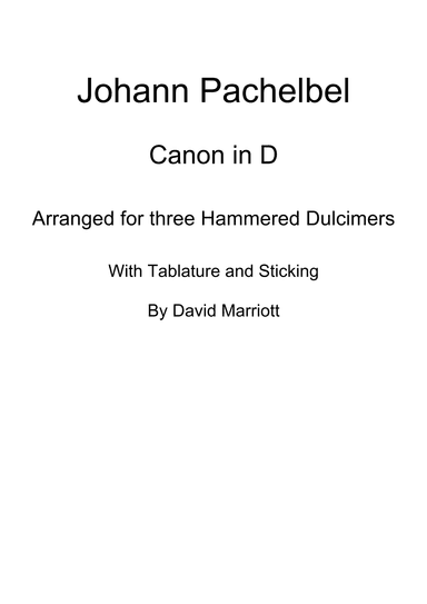 Pachelbel's Canon - Score Only (arr. David Marriott)