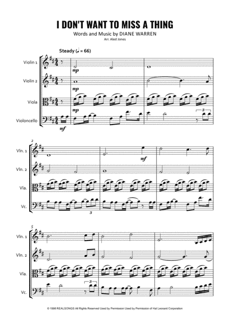 I Don't Want To Miss A Thing (arr. Aled Jones)