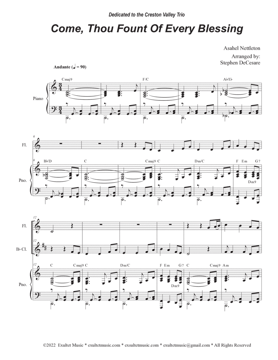 Come, Thou Fount Of Every Blessing (Duet for Flute and Bb-Clarinet) (arr. Stephen DeCesare)