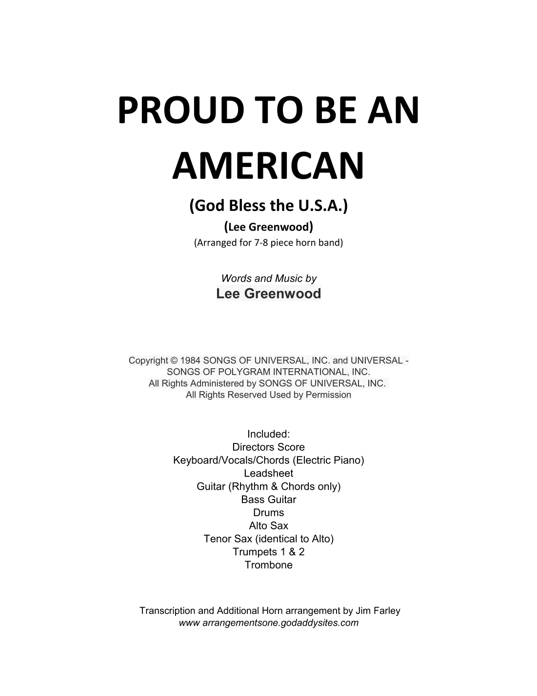 Proud To Be An American (arr. Jim Farley)