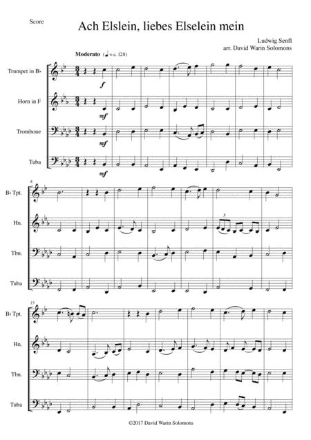 Ach Elslein, liebes Elselein mein for brass quartet (arr. David Warin Solomons)