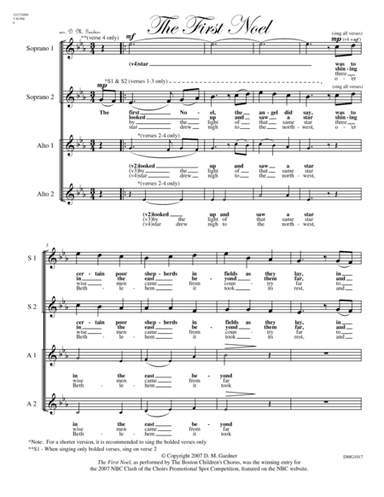 First Noel (SSAA, unaccompanied) (arr. D. M. Gardner Music)