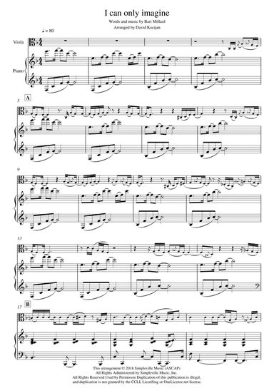 I Can Only Imagine (arr. David Kocijan)