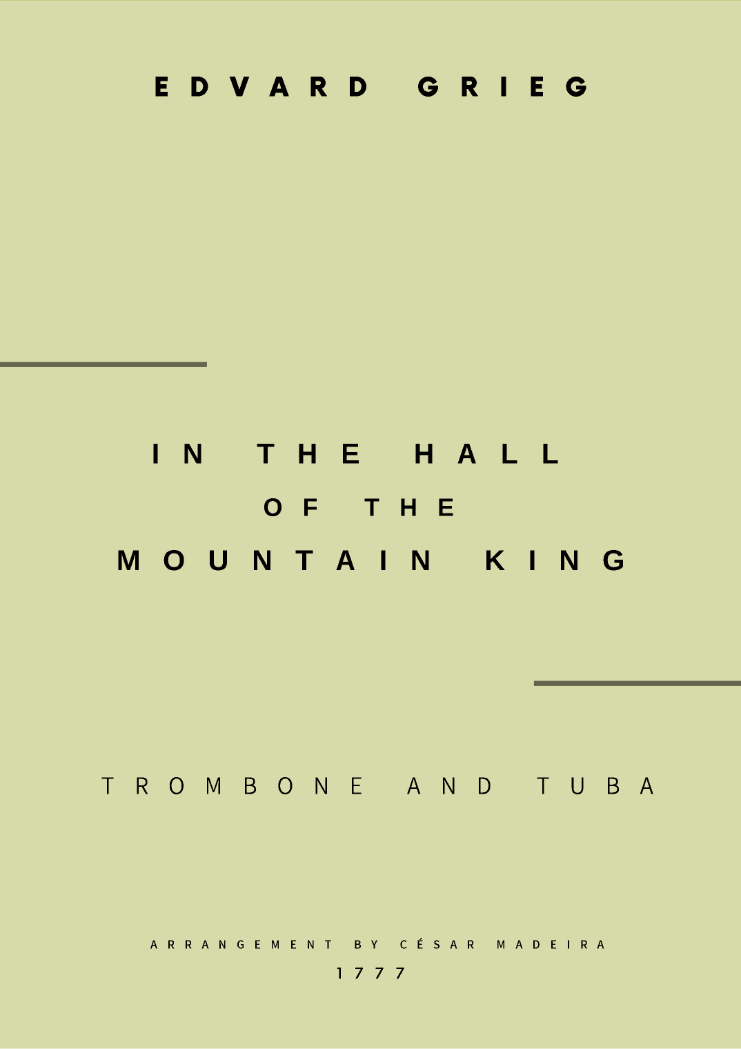 In The Hall Of The Mountain King - Trombone and Tuba (Full Score and Parts) (arr. César Madeira)