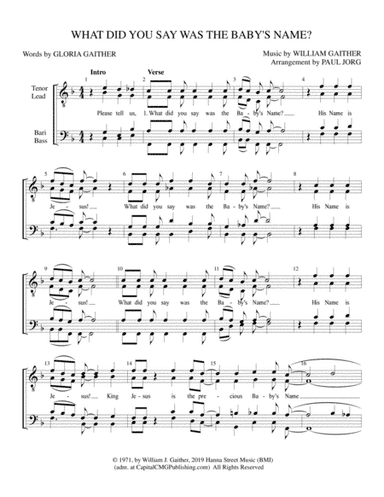 What Did You Say Was The Baby's Name? (arr. Paul A. Jorg)