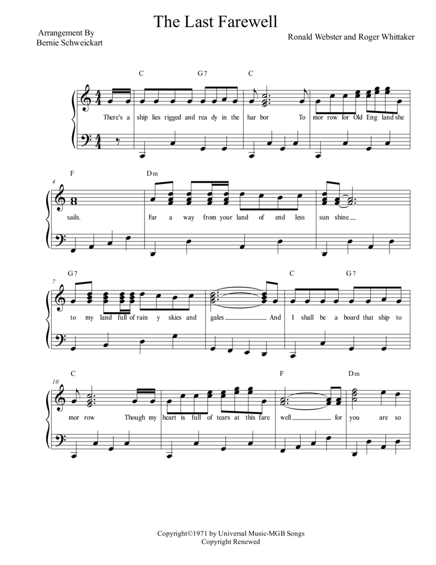 The Last Farewell (arr. Bernie Schweickart)