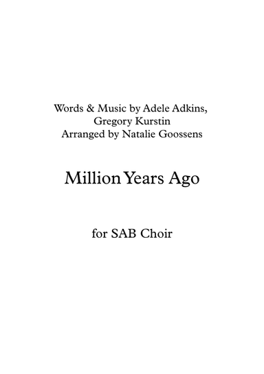 Million Years Ago (arr. Natalie Goossens)