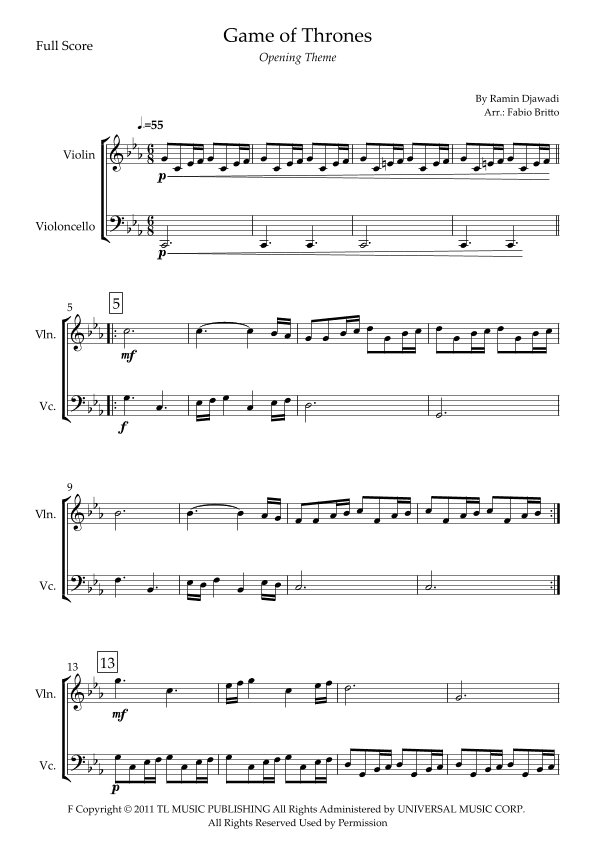 Game Of Thrones (arr. Fabio Britto)