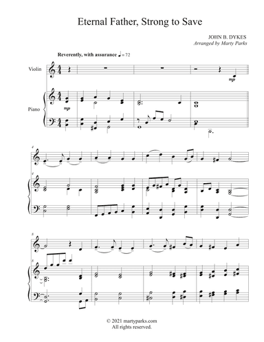 Eternal Father, Strong to Save (Violin-Piano) (arr. Marty Parks)