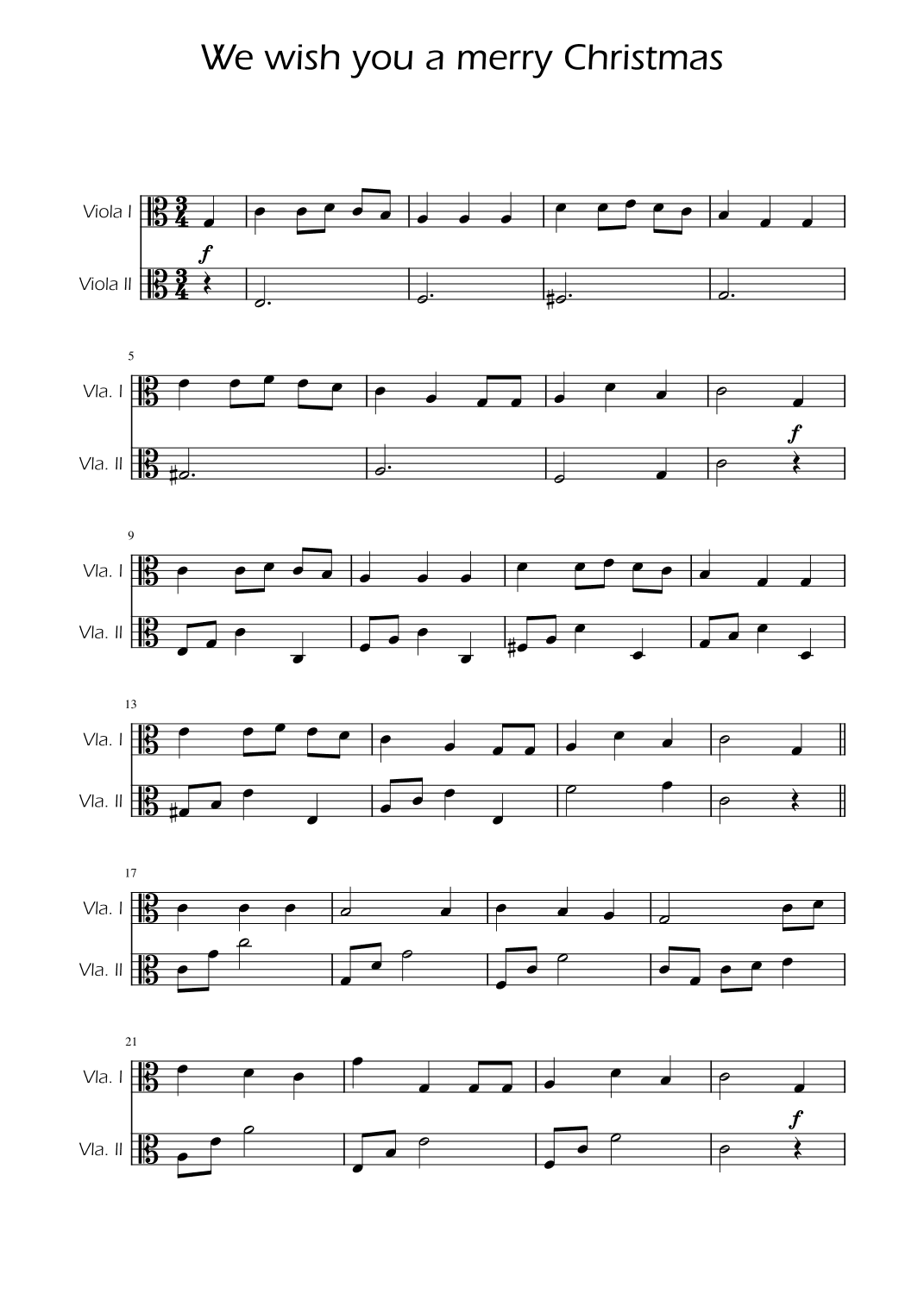 We Wish You a Merry Christmas - Viola Duet (arr. Ygor Nunes)