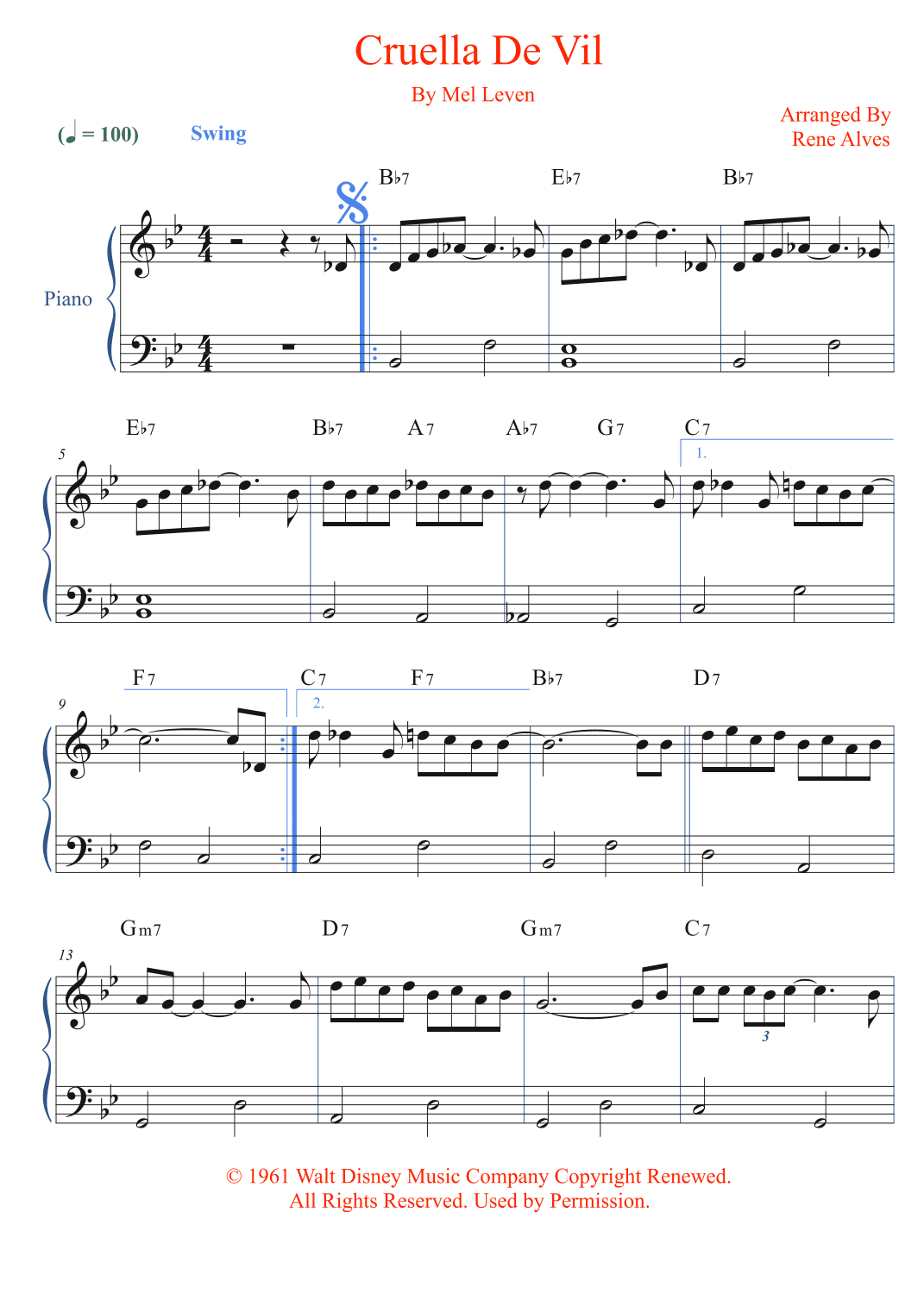 Cruella De Vil (arr. Rene Alves)