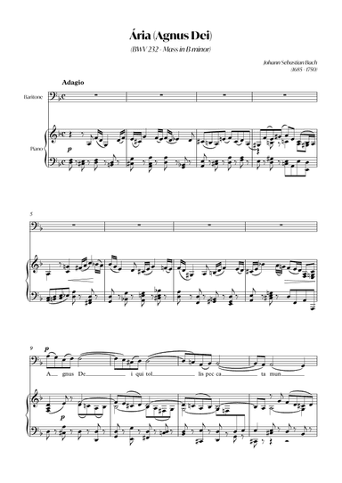 Aria (Agnus dei) from the Mass in B Minor (BACH) - Baritone_Dm (arr. André Alberto Santos)