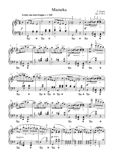 Chopin - Mazurka Op. 17 No.2 for piano solo (arr. MPS)