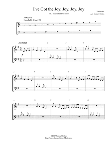 I've Got the Joy, Joy, Joy, Joy (Down in My Heart) - for 3-octave handbell choir (arr. Samuel Stokes)