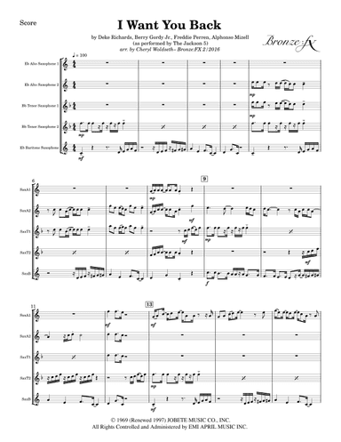 I Want You Back (arr. Cheryl Woldseth – Bronze:FX)