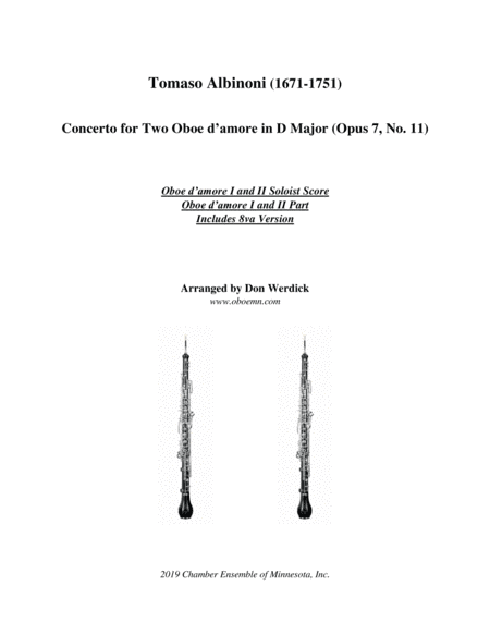 Concerto for Two Oboe d’amore in C Major, Op. 7 No. 11 (arr. Don Werdick (1946 - ))