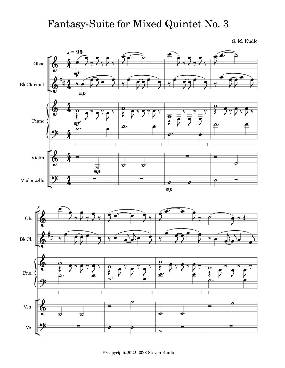 Fantasy-Suite for Mixed Quintet No. 3