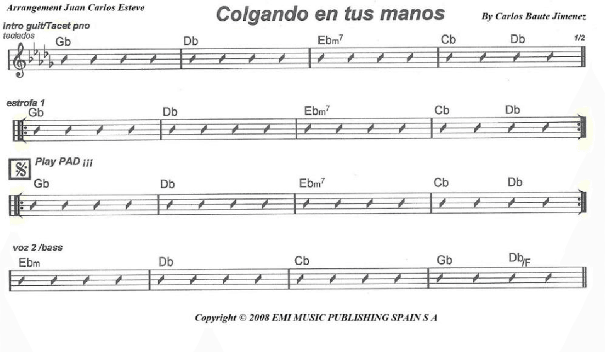 Colgando En Tus Manos (arr. juan carlos esteve / Gran Coda)