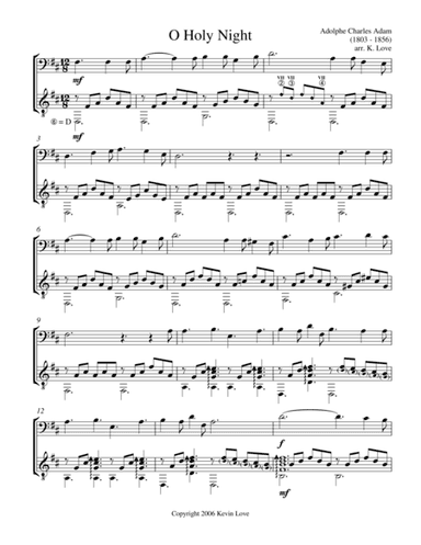 O Holy Night (Cello and Guitar) - Score and Parts (arr. Kevin Love)