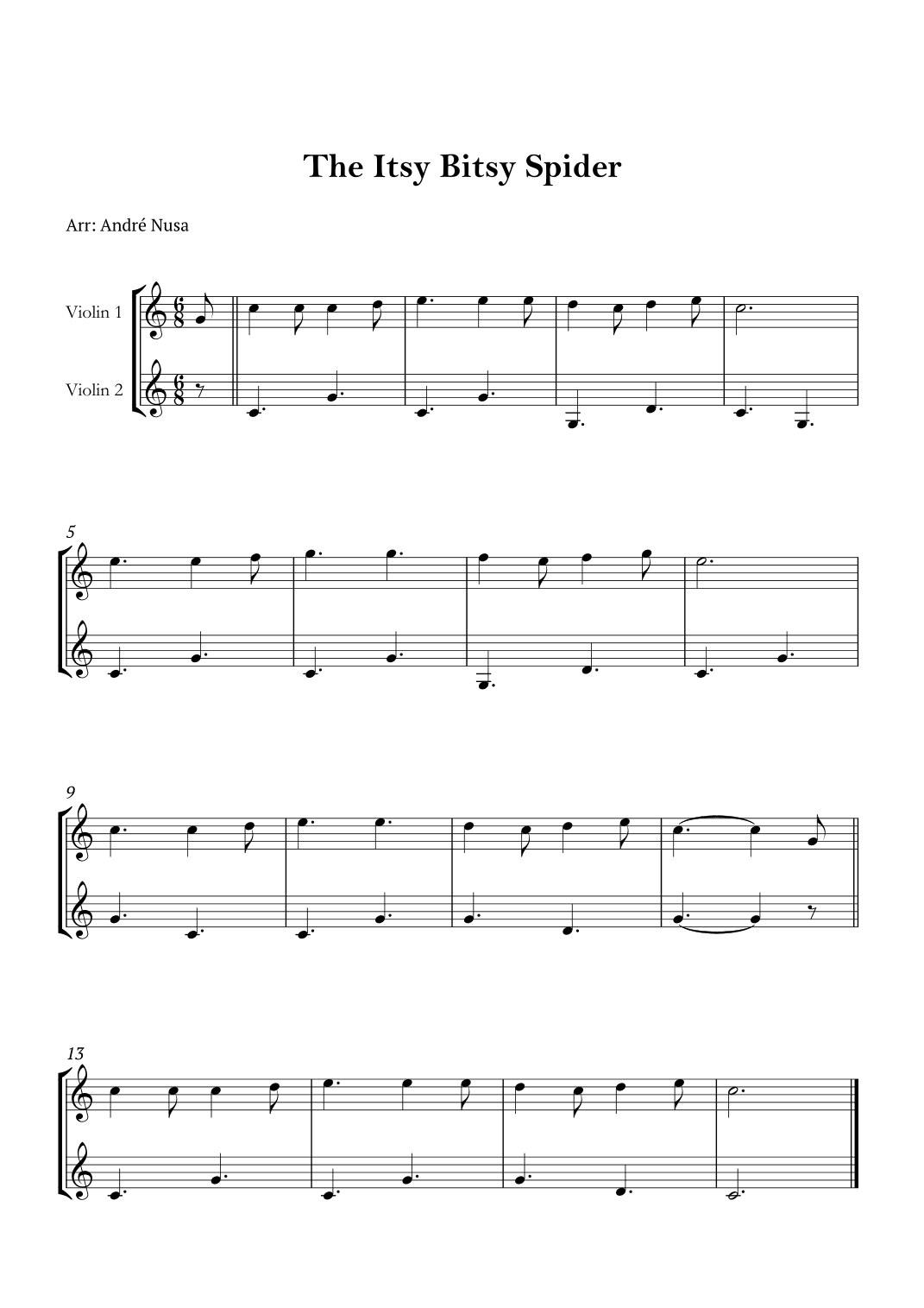 The Itsy Bitsy Spider (arr. André Nusa)