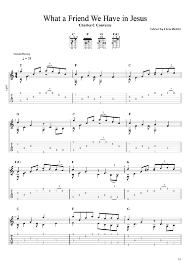 What a Friend We Have in Jesus (Solo Fingerstyle Guitar Tab) (arr. Chris Richter)