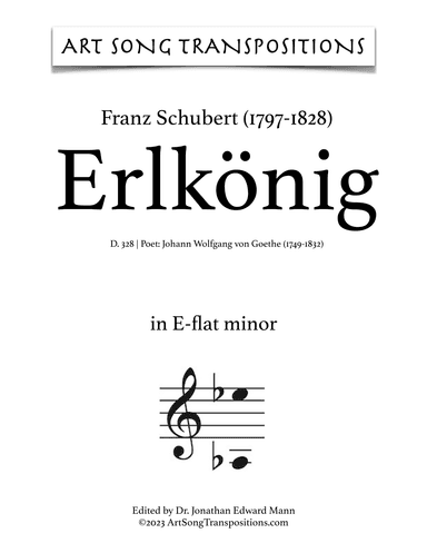 SCHUBERT: Erlkönig, D. 328 (transposed to E-flat minor) (arr. ArtSongTranspositions.com)