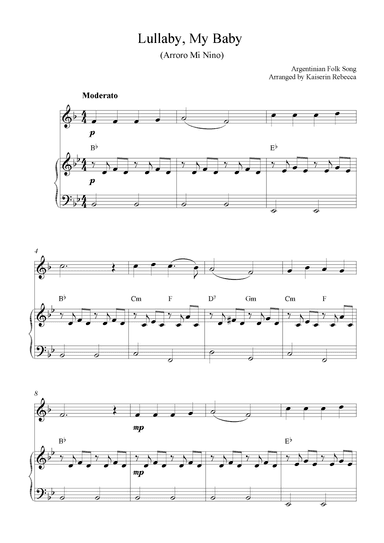 Lullaby, My Baby (Arroro Mi Nino) (arr. Kaiserin Rebecca)