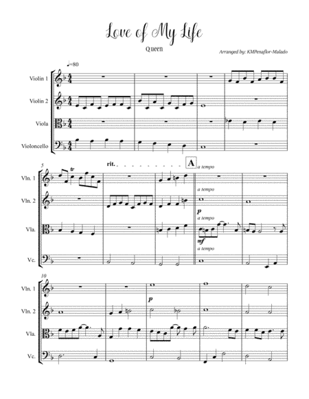 Love Of My Life (arr. KMPeñaflor-Malado)