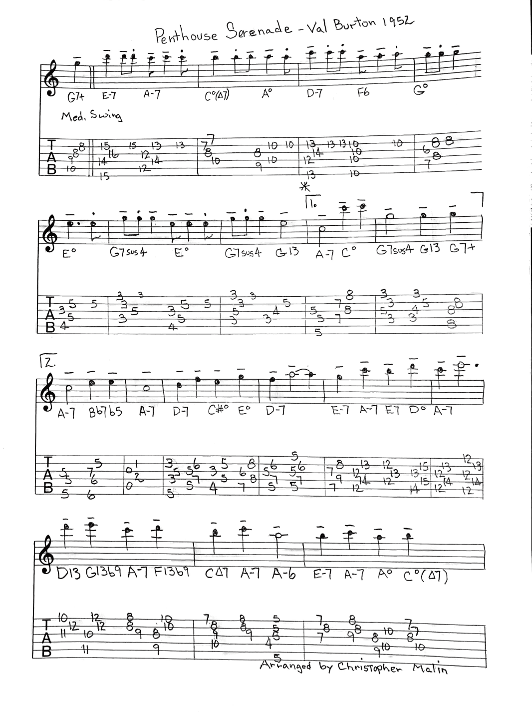 Penthouse Serenade (arr. Christopher J. Malin)
