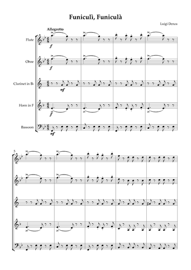 Funiculì, Funiculà - Woodwind Quintet (arr. Karen Gueiros)