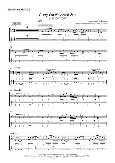 Carry On Wayward Son (arr. Joeri de Graaf)