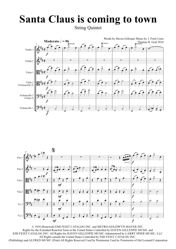 Santa Claus Is Comin' To Town (arr. Thomas Graf)