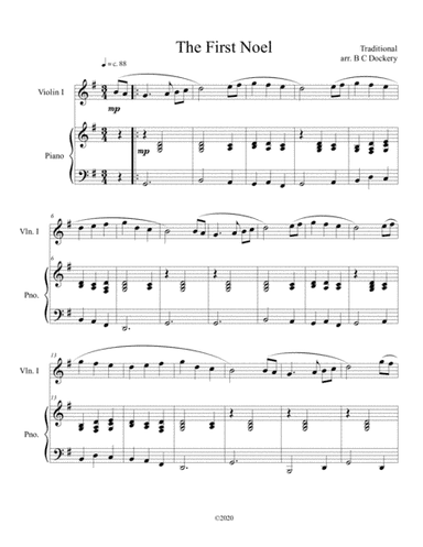 The First Noel (violin solo) with piano accompaniment (arr. B C Dockery)
