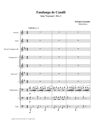 El Fandango de Candil (Fandango by Candlelight) for Brass Octet + Flute, Piccolo (arr. Richard Byrnes)