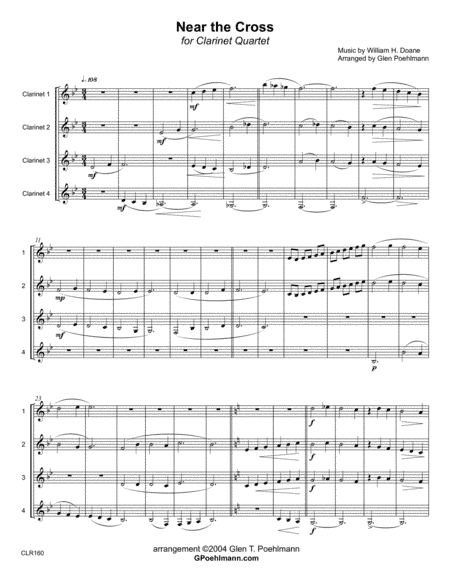 NEAR THE CROSS - CLARINET QUARTET (unaccompanied) (arr. Glen Poehlmann)