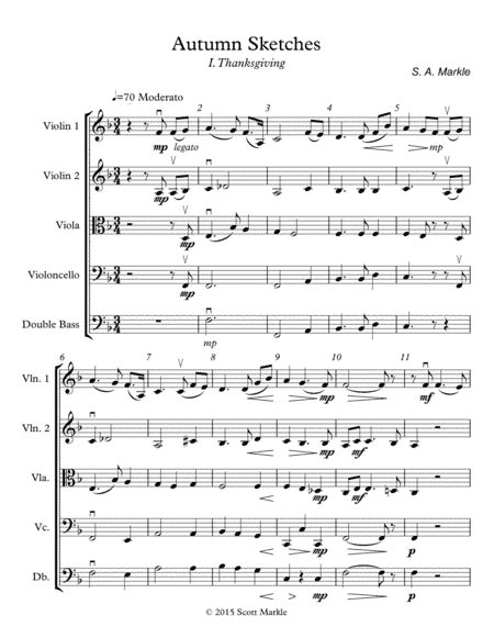 Autumn Sketches for String Quintet or String Orchestra