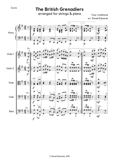 The British Grenadiers - Traditional march arranged for string orchestra with optional piano (arr. Daniel Edwards (1992 - ))