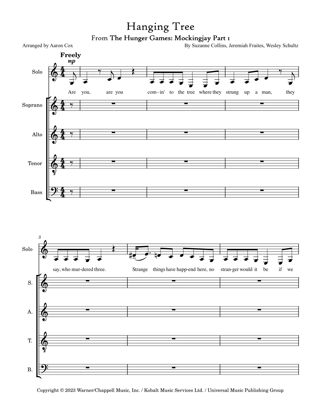 The Hanging Tree (arr. Aaron Cox)