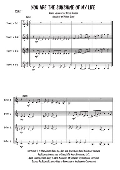 You Are The Sunshine Of My Life (arr. Darren Lloyd)