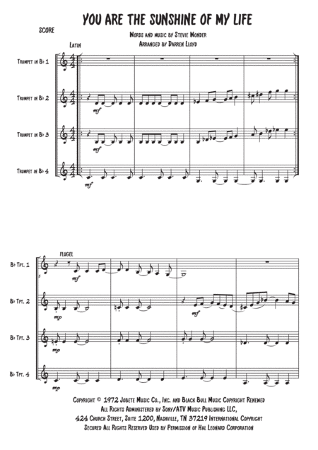 You Are The Sunshine Of My Life (arr. Darren Lloyd)