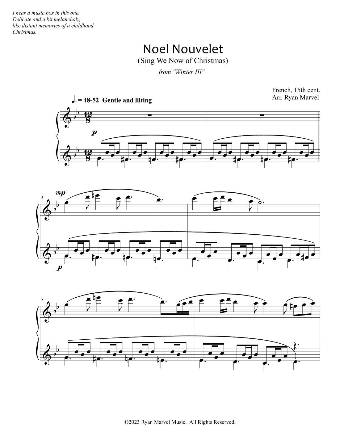 Sing We Now of Christmas (Noel Nouvelet) (arr. Ryan Marvel)